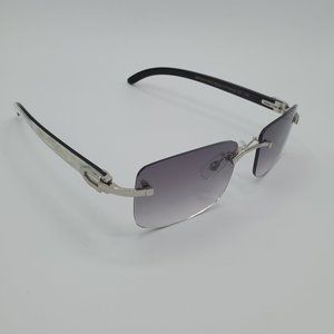 Cartier Vintage Men Women Silver Marble Sunglasses